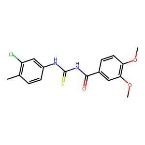 N-[(3-chloro-4-methylphenyl)carbamothioyl]-3,4-dimethoxybenzamide structure
