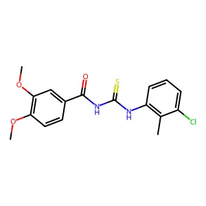 N-[(3-chloro-2-methylphenyl)carbamothioyl]-3,4-dimethoxybenzamide structure