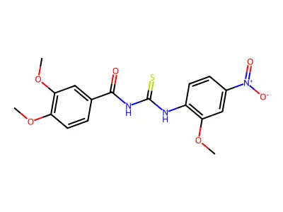3,4-dimethoxy-N-[(2-methoxy-4-nitrophenyl)carbamothioyl]benzamide structure