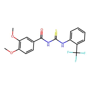 3,4-dimethoxy-N-[[2-(trifluoromethyl)phenyl]carbamothioyl]benzamide structure