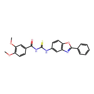 3,4-dimethoxy-N-[(2-phenyl-1,3-benzoxazol-5-yl)carbamothioyl]benzamide structure