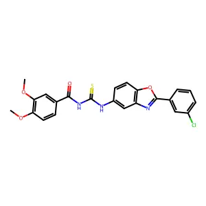 N-[2-(3-chlorophenyl)-1,3-benzoxazol-5-yl]-N'-(3,4-dimethoxybenzoyl)thiourea structure