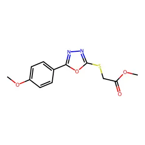 [5-(4-Methoxy-phenyl)-[1,3,4]oxadiazol-2-ylsulfanyl]-acetic acid methyl ester structure