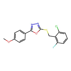 2-[(2-Chloro-6-fluorophenyl)methylsulfanyl]-5-(4-methoxyphenyl)-1,3,4-oxadiazole structure