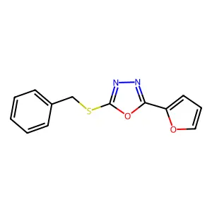 2-Benzylsulfanyl-5-(furan-2-yl)-1,3,4-oxadiazole structure