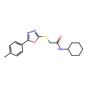N-Cyclohexyl-2-{[5-(4-methylphenyl)-1,3,4-oxadiazol-2-YL]sulfanyl}acetamide structure