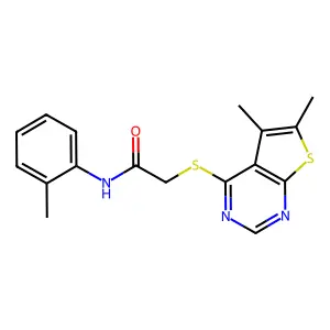 2-((5,6-dimethylthieno[2,3-d]pyrimidin-4-yl)thio)-N-(o-tolyl)acetamide structure