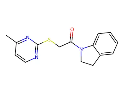 1-(2,3-Dihydroindol-1-yl)-2-(4-methylpyrimidin-2-yl)sulfanylethanone structure