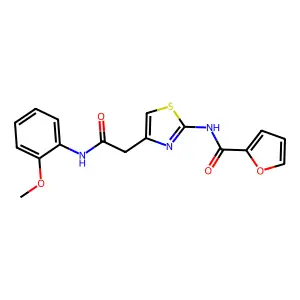 N-(4-{[(2-methoxyphenyl)carbamoyl]methyl}-1,3-thiazol-2-yl)furan-2-carboxamide structure