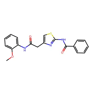 N-(4-(2-((2-methoxyphenyl)amino)-2-oxoethyl)thiazol-2-yl)benzamide structure