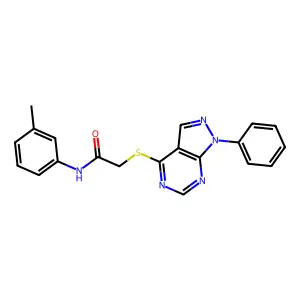 2-((1-phenyl-1H-pyrazolo[3,4-d]pyrimidin-4-yl)thio)-N-(m-tolyl)acetamide structure