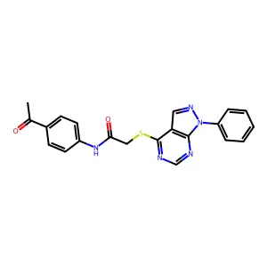 N-(4-acetylphenyl)-2-(1-phenylpyrazolo[3,4-d]pyrimidin-4-yl)sulfanylacetamide structure