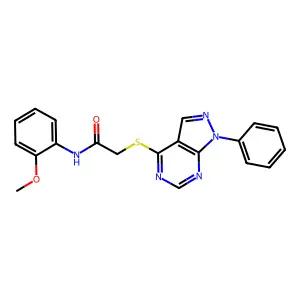 N-(2-methoxyphenyl)-2-((1-phenyl-1H-pyrazolo[3,4-d]pyrimidin-4-yl)thio)acetamide structure