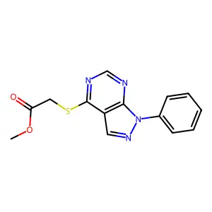 Methyl 2-(1-phenylpyrazolo[3,4-d]pyrimidin-4-yl)sulfanylacetate structure