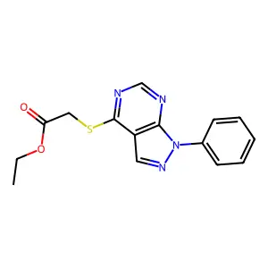 ethyl 2-((1-phenyl-1H-pyrazolo[3,4-d]pyrimidin-4-yl)thio)acetate structure