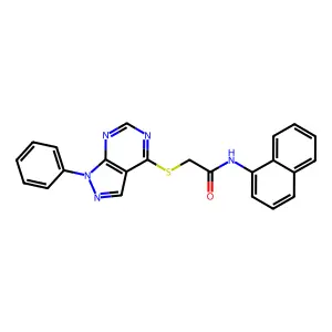 N-(naphthalen-1-yl)-2-((1-phenyl-1H-pyrazolo[3,4-d]pyrimidin-4-yl)thio)acetamide structure