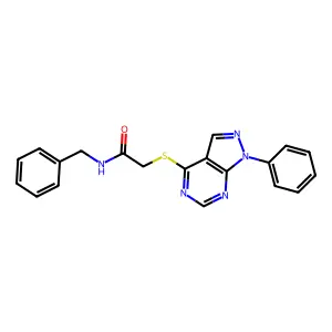 N-benzyl-2-((1-phenyl-1H-pyrazolo[3,4-d]pyrimidin-4-yl)thio)acetamide structure