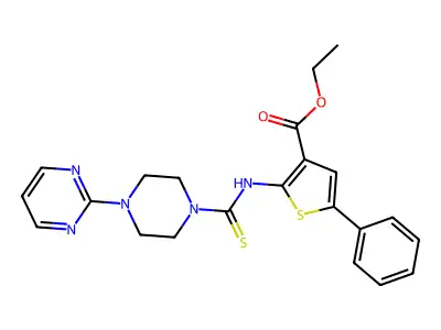 Ethyl 5-phenyl-2-[(4-pyrimidin-2-ylpiperazine-1-carbothioyl)amino]thiophene-3-carboxylate structure