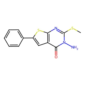 3-amino-2-(methylsulfanyl)-6-phenylthieno[2,3-d]pyrimidin-4(3H)-one structure