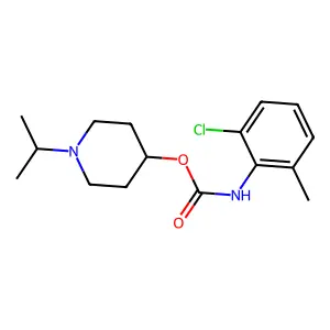 Carbanilic acid, 2-chloro-6-methyl-, N-isopropyl-4-piperidinyl ester structure