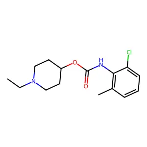 Carbanilic acid, 2-chloro-6-methyl-, N-ethyl-4-piperidinyl ester structure