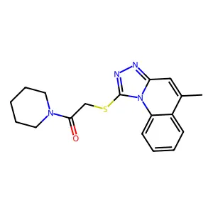 5-Methyl[1,2,4]triazolo[4,3-a]quinolin-1-yl 2-oxo-2-piperidin-1-ylethyl sulfide structure