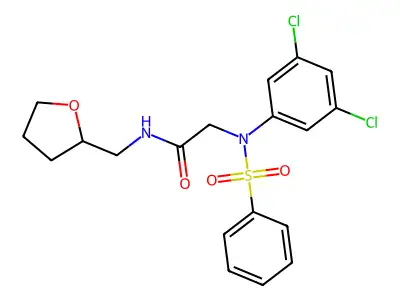 2-[N-(benzenesulfonyl)-3,5-dichloroanilino]-N-(oxolan-2-ylmethyl)acetamide structure