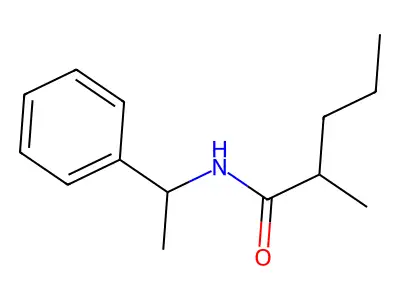 2-methyl-N-(1-phenylethyl)pentanamide structure