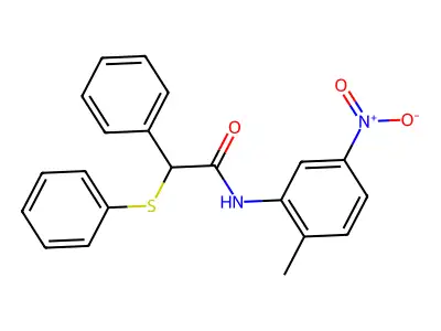 N-(2-methyl-5-nitrophenyl)-2-phenyl-2-(phenylsulfanyl)acetamide structure