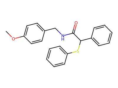N-[(4-methoxyphenyl)methyl]-2-phenyl-2-phenylsulfanylacetamide structure