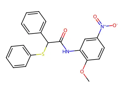 N-(2-methoxy-5-nitrophenyl)-2-phenyl-2-(phenylsulfanyl)acetamide structure