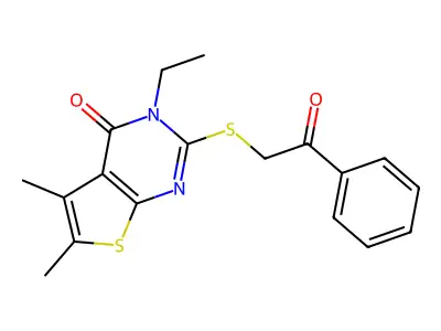 3-ET-5,6-Dimethyl-2-((2-oxo-2-phenylethyl)thio)thieno(2,3-D)pyrimidin-4(3H)-one structure