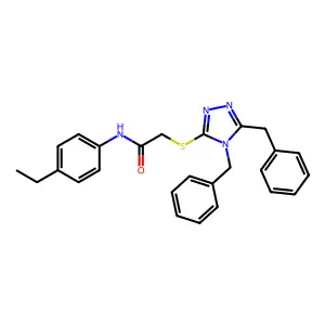 2-((4,5-Dibenzyl-4H-1,2,4-triazol-3-YL)thio)-N-(4-ethylphenyl)acetamide structure