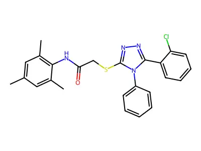 2-((5-(2-Chlorophenyl)-4-phenyl-4H-1,2,4-triazol-3-yl)thio)-N-mesitylacetamide structure