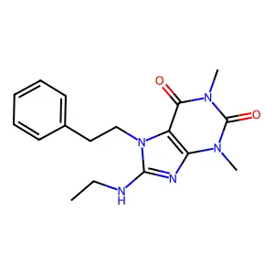 8-(ethylamino)-1,3-dimethyl-7-phenethyl-1H-purine-2,6(3H,7H)-dione structure