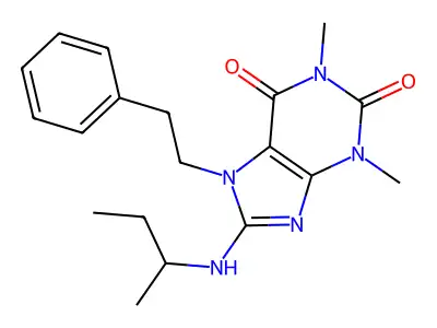 8-(sec-butylamino)-1,3-dimethyl-7-phenethyl-1H-purine-2,6(3H,7H)-dione structure