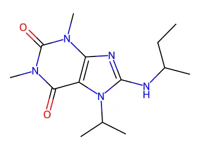 8-(sec-butylamino)-7-isopropyl-1,3-dimethyl-1H-purine-2,6(3H,7H)-dione structure