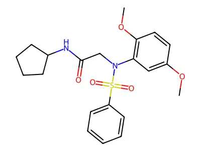2-[N-(benzenesulfonyl)-2,5-dimethoxyanilino]-N-cyclopentylacetamide structure