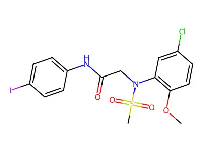 2-[5-chloro-2-methoxy(methylsulfonyl)anilino]-N-(4-iodophenyl)acetamide structure