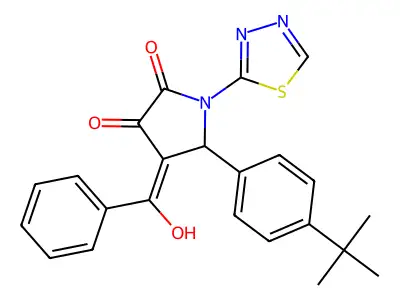 4-benzoyl-5-(4-tert-butylphenyl)-3-hydroxy-1-(1,3,4-thiadiazol-2-yl)-1,5-dihydro-2H-pyrrol-2-one structure