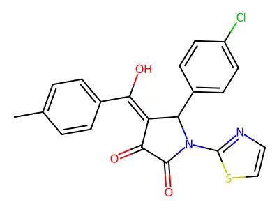 5-(4-chlorophenyl)-3-hydroxy-4-(4-methylbenzoyl)-1-(thiazol-2-yl)-1H-pyrrol-2(5H)-one structure