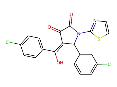 4-(4-chlorobenzoyl)-5-(3-chlorophenyl)-3-hydroxy-1-(1,3-thiazol-2-yl)-2,5-dihydro-1H-pyrrol-2-one structure