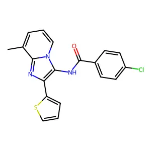 4-chloro-N-[8-methyl-2-(thiophen-2-yl)imidazo[1,2-a]pyridin-3-yl]benzamide structure