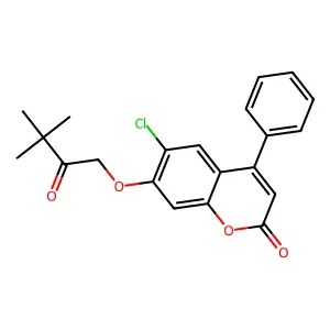 6-chloro-7-(3,3-dimethyl-2-oxobutoxy)-4-phenyl-2H-chromen-2-one structure
