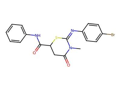 2-[(4-bromophenyl)imino]-3-methyl-4-oxo-N-phenyl-1,3-thiazinane-6-carboxamide structure