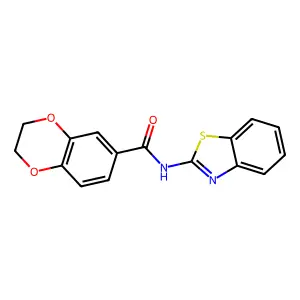 N-(1,3-benzothiazol-2-yl)-2,3-dihydro-1,4-benzodioxine-6-carboxamide structure