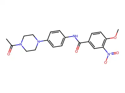 N-[4-(4-acetylpiperazin-1-yl)phenyl]-4-methoxy-3-nitrobenzamide structure