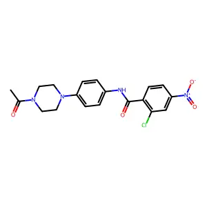 N-[4-(4-acetylpiperazin-1-yl)phenyl]-2-chloro-4-nitrobenzamide structure