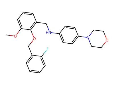 N-[[2-[(2-fluorophenyl)methoxy]-3-methoxyphenyl]methyl]-4-morpholin-4-ylaniline structure