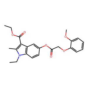 ethyl 1-ethyl-5-{[(2-methoxyphenoxy)acetyl]oxy}-2-methyl-1H-indole-3-carboxylate structure